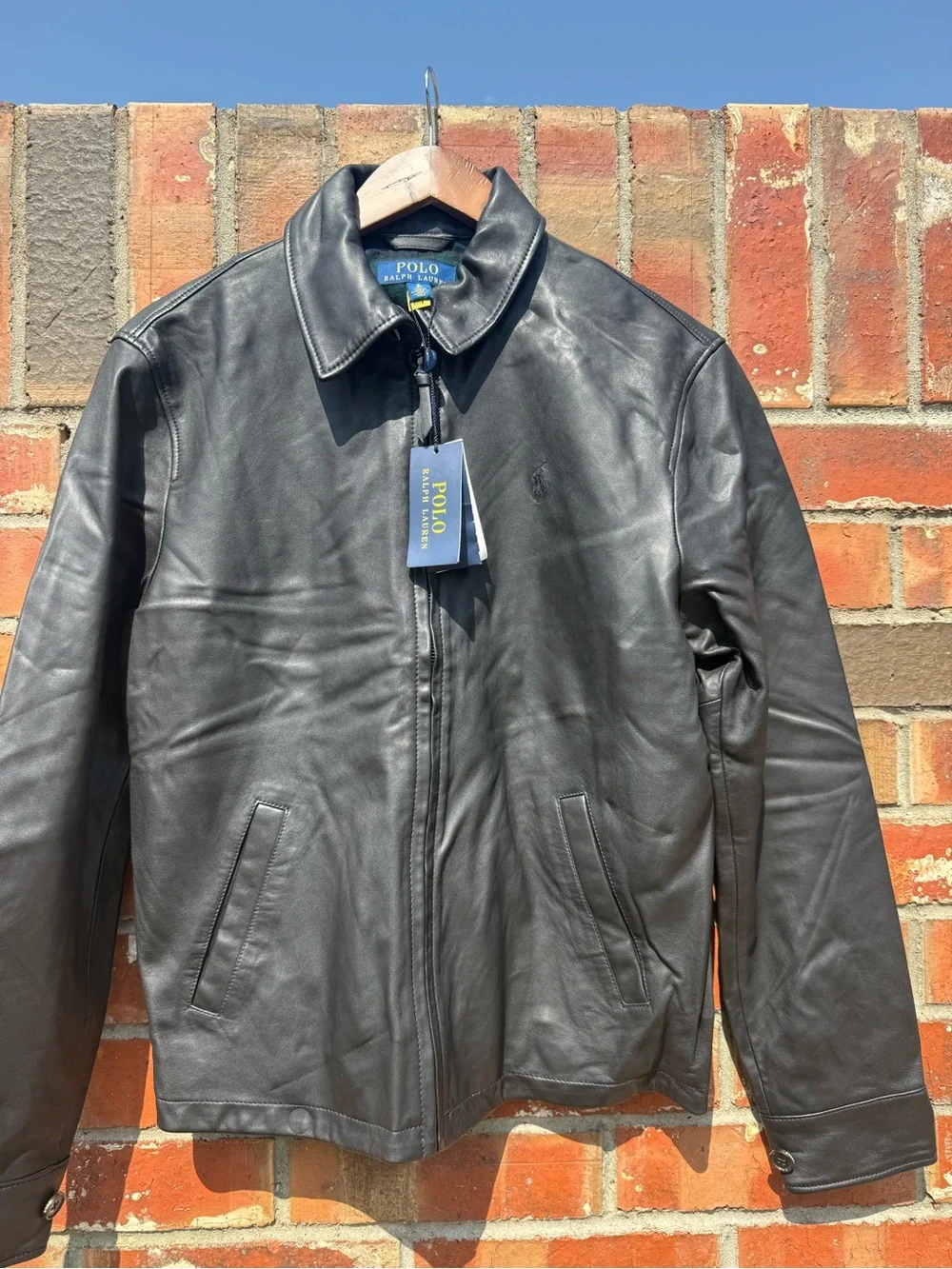 Polo by Ralph Lauren Men's Black Leather Bomber Jacket